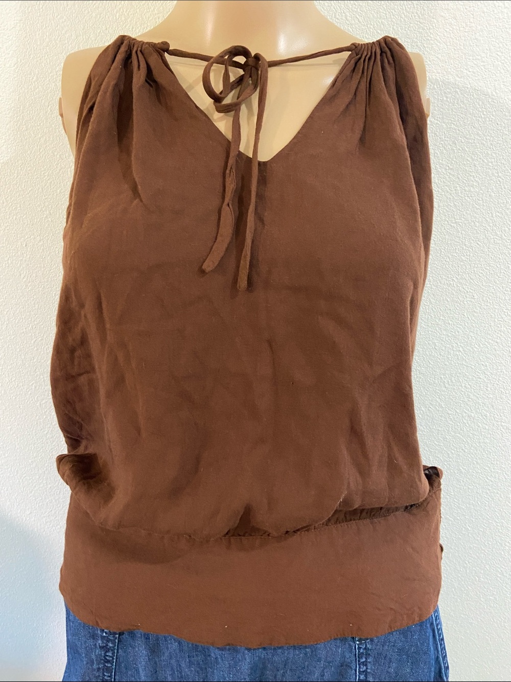 Women's Brown Tie-Neck Sleeveless Camisole